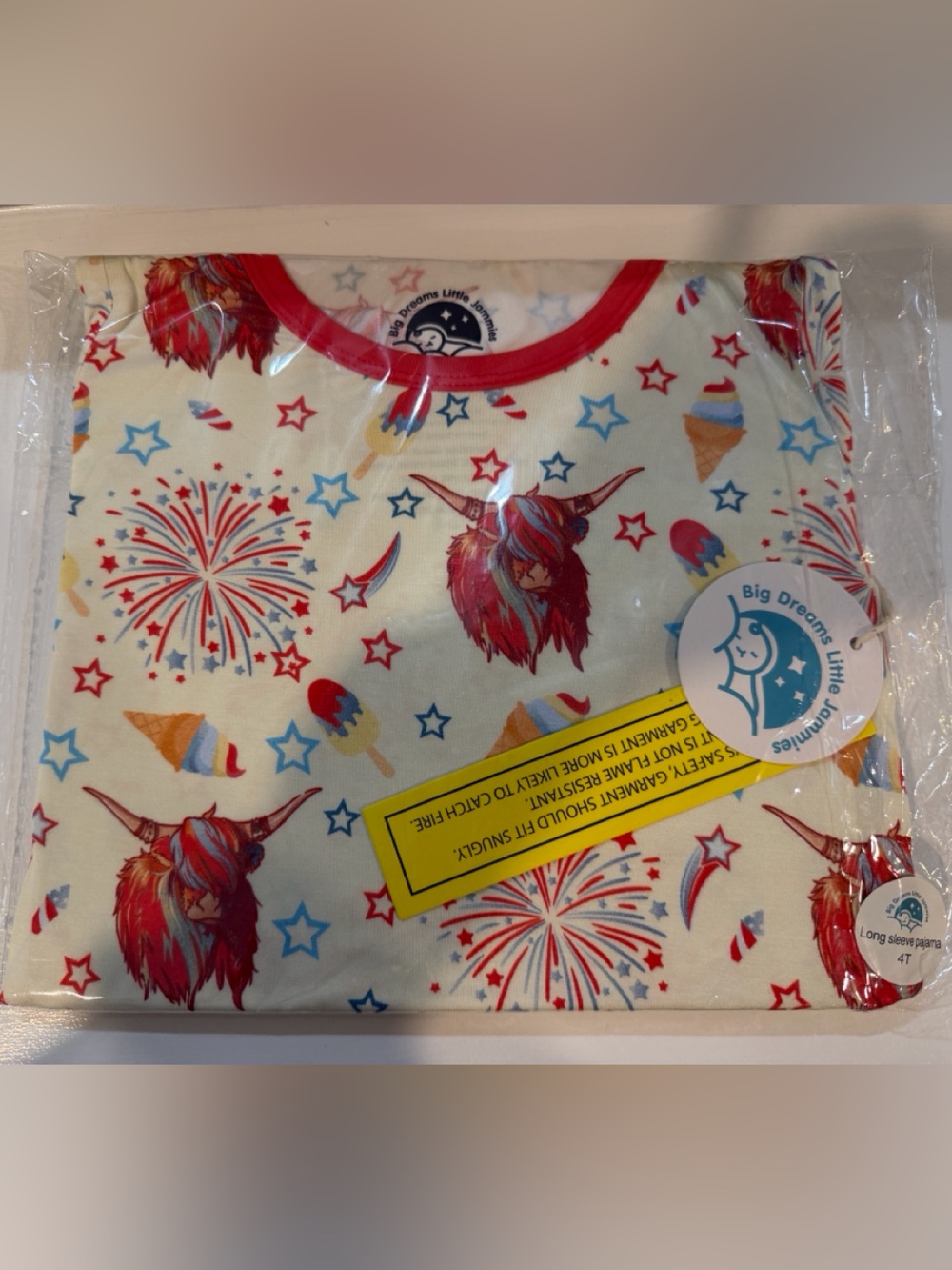 Big Dreams Little Jammies Bamboo Long Sleeve Pajama Set Highland Cow 4T NWT